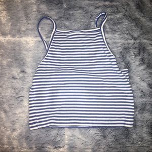 STRIPED HALTER CROP TOP